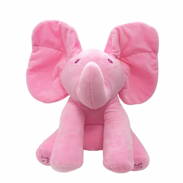 Music Toy Peek a bo Elephant Bunny Rabbit Animals Plush Doll Musical Talking and Singing Toy for Baby Kid Gift