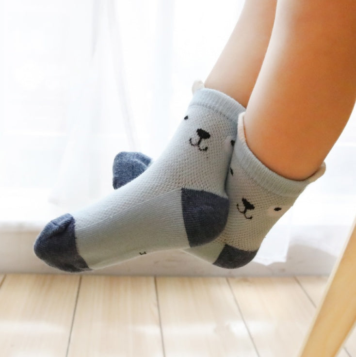 Children's Socks Pack of 5 Colors Breathable Summer Cotton Socks for