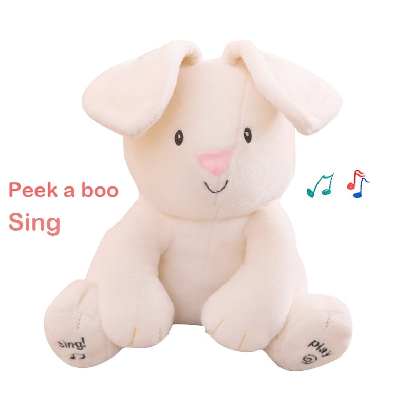 Music Toy Peek a bo Elephant Bunny Rabbit Animals Plush Doll Musical Talking and Singing Toy for Baby Kid Gift