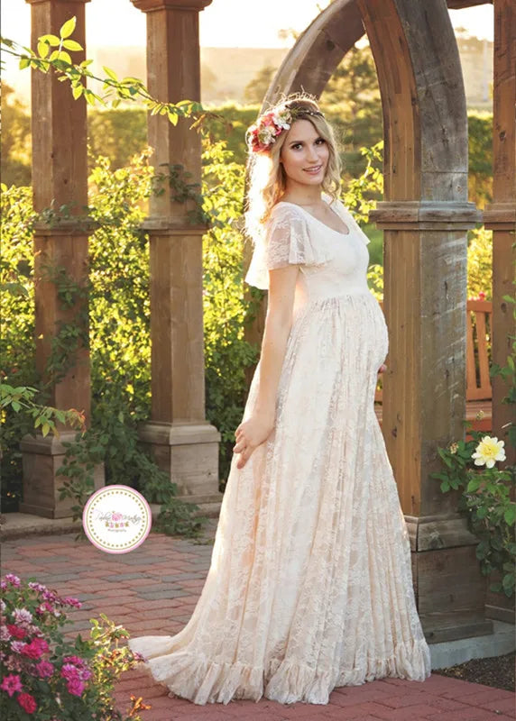 2025 Women White Skirt Maternity Photography Props Lace Pregnancy Clothes Maternity Dresses For pregnant Photo Shoot Clothing