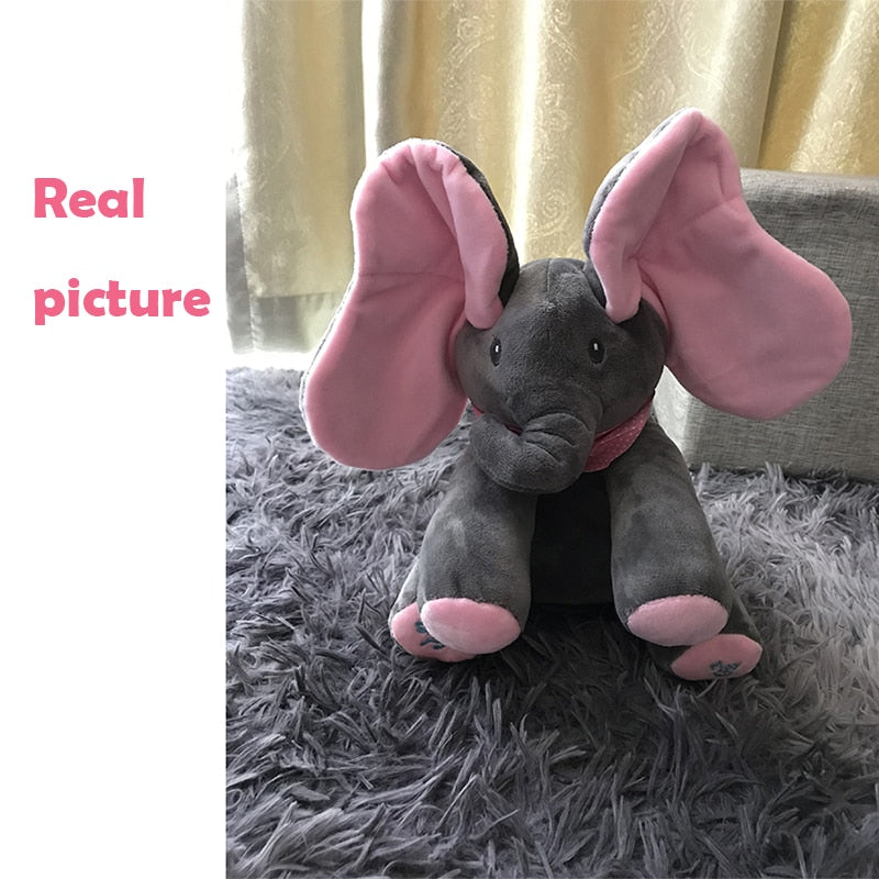 Music Toy Peek a bo Elephant Bunny Rabbit Animals Plush Doll Musical Talking and Singing Toy for Baby Kid Gift