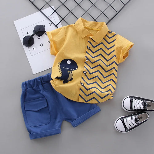 New Fashion Summer Baby Clothes For Boys Children Cartoon Shirt Shorts