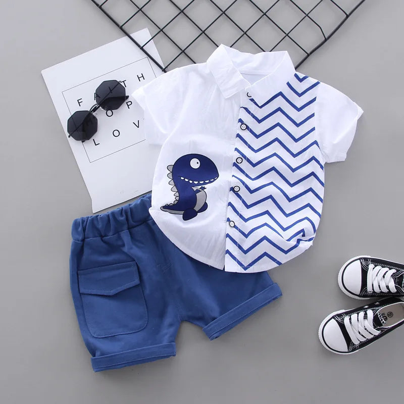 New Fashion Summer Baby Clothes For Boys Children Cartoon Shirt Shorts