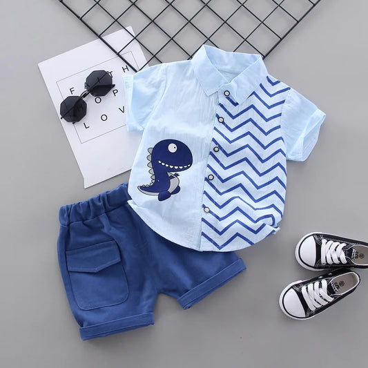 New Fashion Summer Baby Clothes For Boys Children Cartoon Shirt Shorts