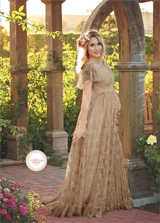 2025 Women White Skirt Maternity Photography Props Lace Pregnancy Clothes Maternity Dresses For pregnant Photo Shoot Clothing