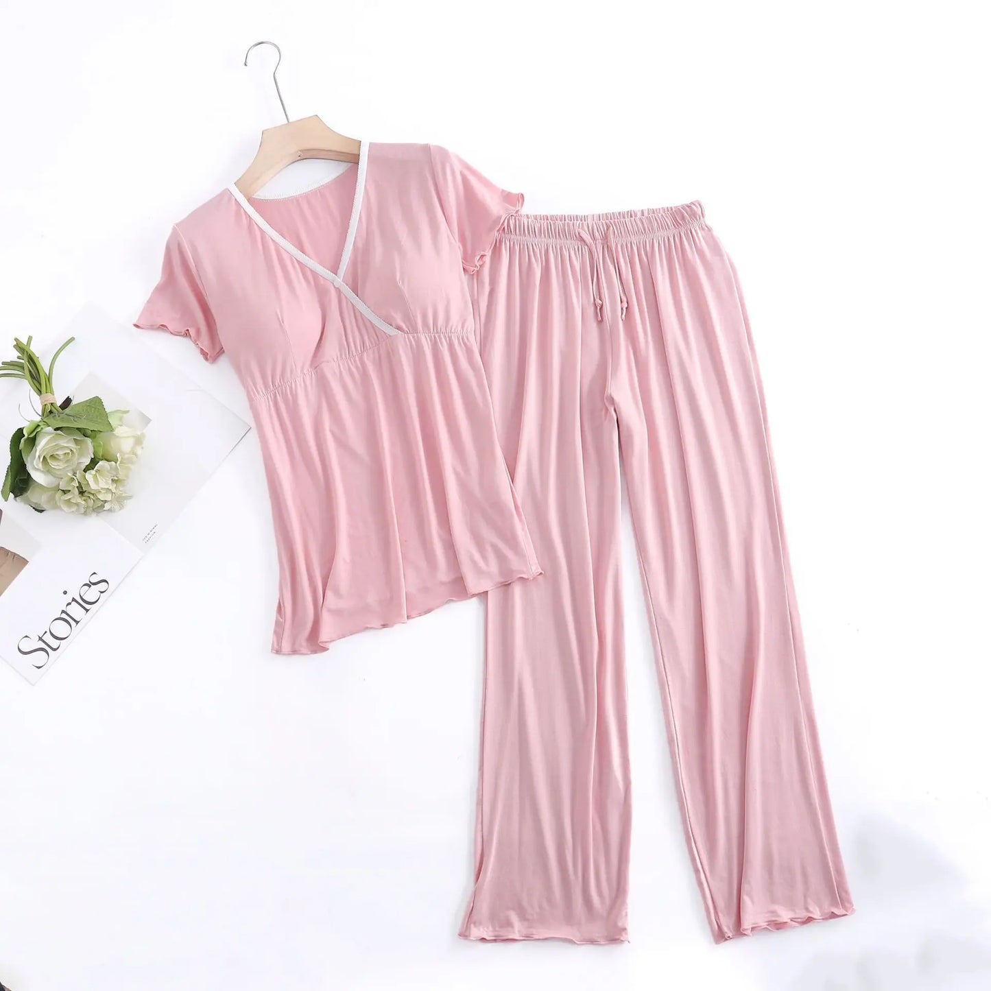 Modal Maternity Nursing Sleepwear Pajamas Set 2025 aummer Short Sleeve Breastfeeding Pyjamas Clothes For Pregnant Women