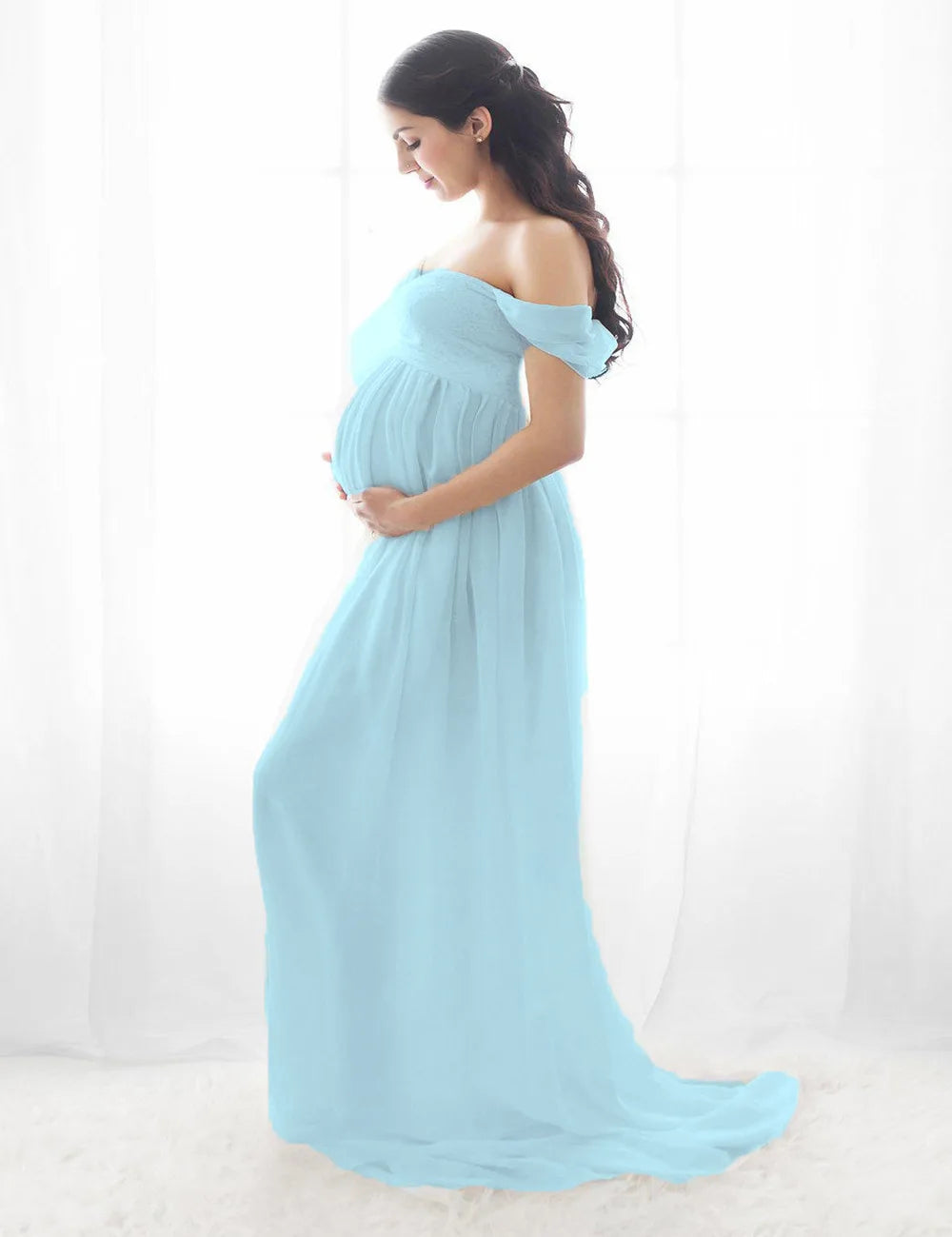 Sexy Maternity Dresses For Photo Shoot Chiffon Pregnancy Dress Photography Prop Maxi Gown Dresses For Pregnant Women Clothes