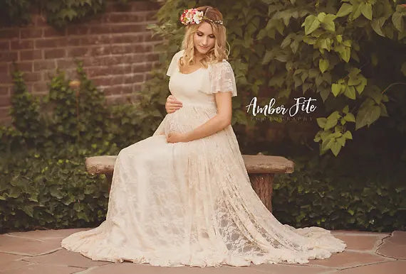 2025 Women White Skirt Maternity Photography Props Lace Pregnancy Clothes Maternity Dresses For pregnant Photo Shoot Clothing
