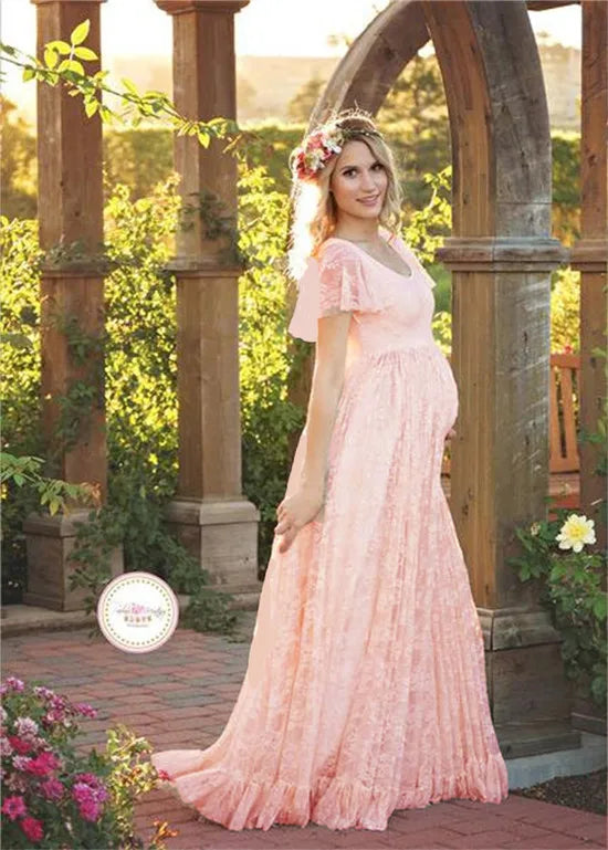 2025 Women White Skirt Maternity Photography Props Lace Pregnancy Clothes Maternity Dresses For pregnant Photo Shoot Clothing