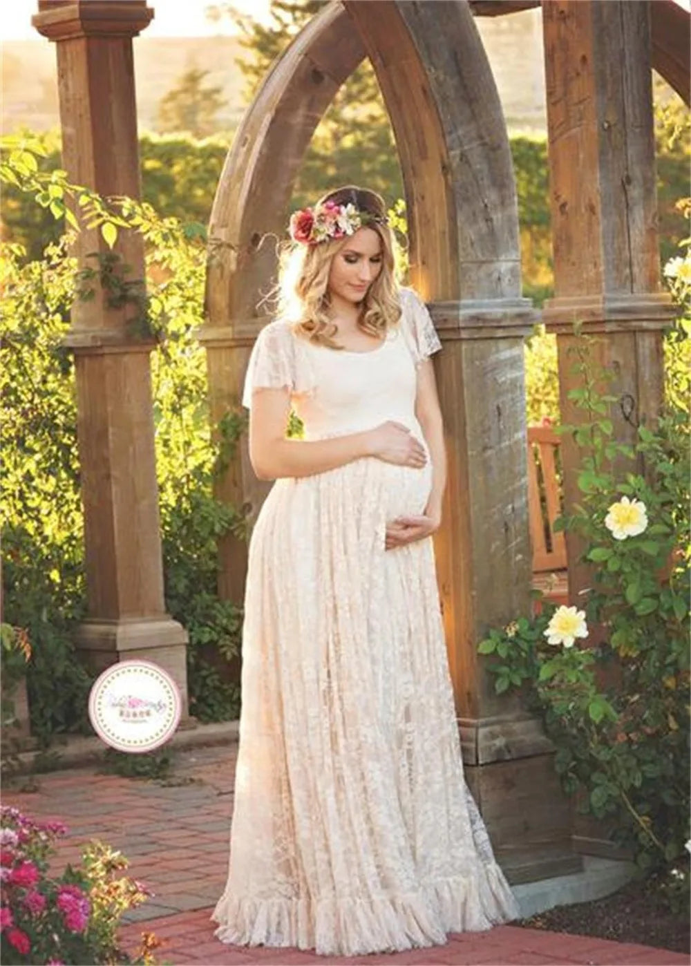 2025 Women White Skirt Maternity Photography Props Lace Pregnancy Clothes Maternity Dresses For pregnant Photo Shoot Clothing