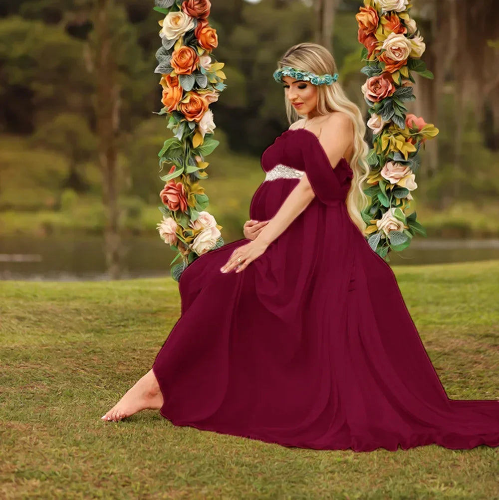 2023 Pregnant Photo Session Clothes Maternity Photography Long Pregnancy Dress for Photo Shoot Pregnant Woman Maxi Dress