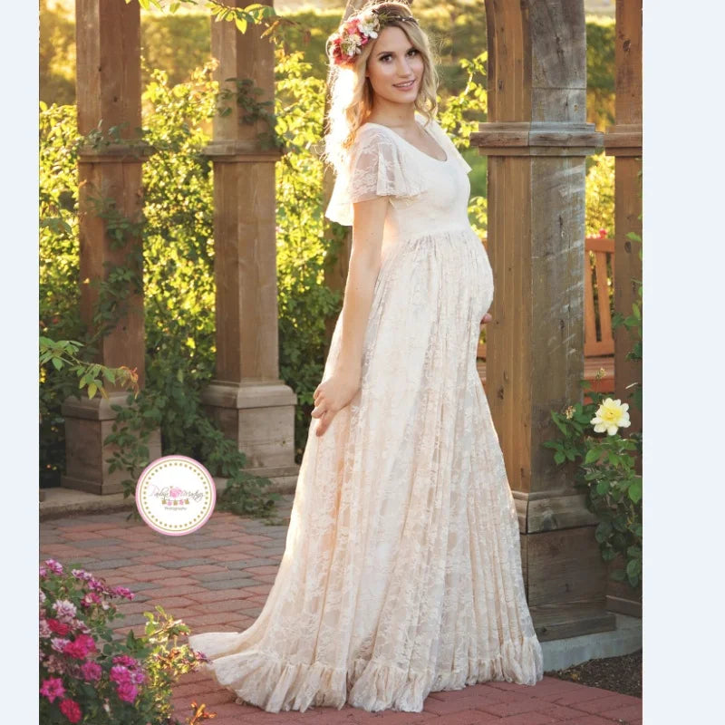 2025 Women White Skirt Maternity Photography Props Lace Pregnancy Clothes Maternity Dresses For pregnant Photo Shoot Clothing