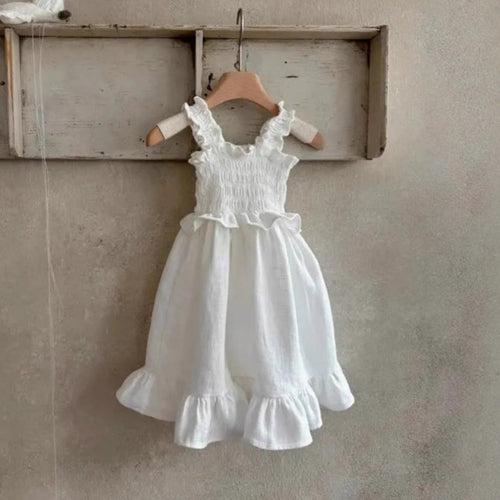Summer Hot Selling Baby Kids Girls Sleeveless Pleated Design Princess
