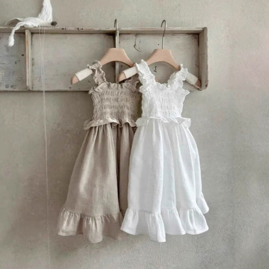 Summer Hot Selling Baby Kids Girls Sleeveless Pleated Design Princess