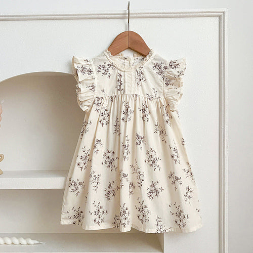 Summer Baby Kids Girls Floral Vine Pattern Sleeveless Crew Neck