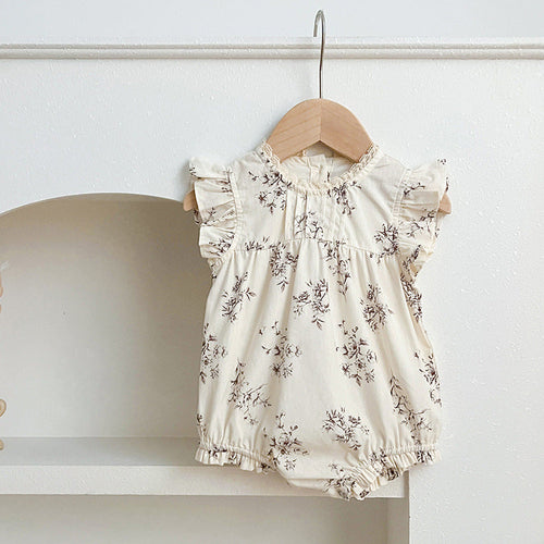 Summer Baby Kids Girls Floral Vine Pattern Sleeveless Crew Neck