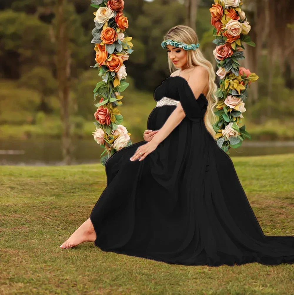 2023 Pregnant Photo Session Clothes Maternity Photography Long Pregnancy Dress for Photo Shoot Pregnant Woman Maxi Dress